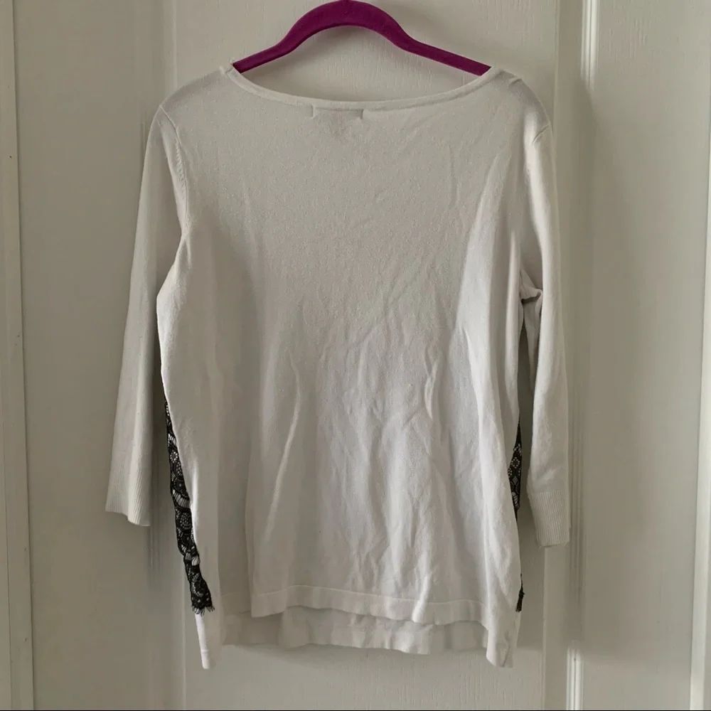 White with black lace sweater - Picture 2 of 6